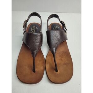 Arpeggios Womens 6M Sandal Thong, Brown ALL Leather, Buckle, Made In BRAZIL